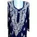 Navy Blue Modal Round Neck hand embroidered lucknowi chikankari Straight Kurta - Size XL(42)